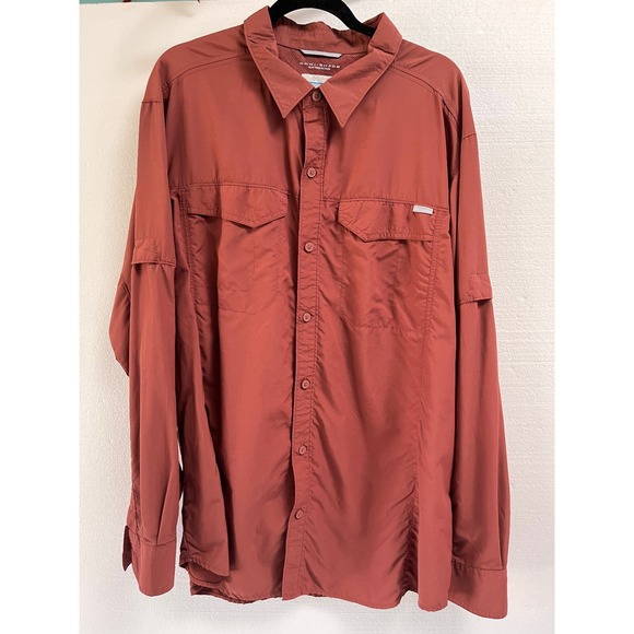 Columbia Omni Shade Fishing Hiking Shirt Mens XXL Red Long Sleeve Button Up - Picture 1 of 8